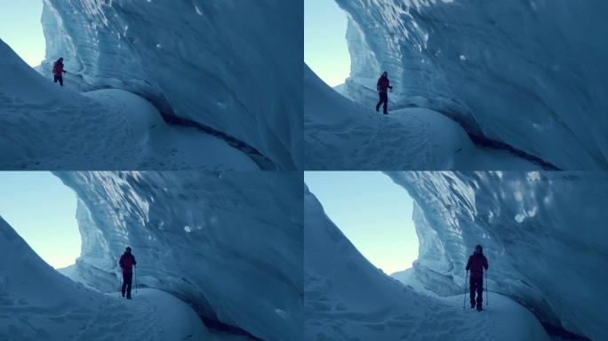 进入冰洞冰封冰面游山玩水跋山涉水