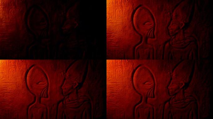 尘土飞扬的坟墓中的外星人埃及壁雕