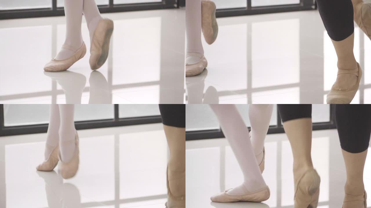 芭蕾舞演员中儿童腿的特写