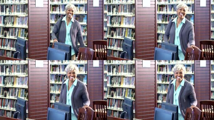 图书馆中的非裔美国高级女性