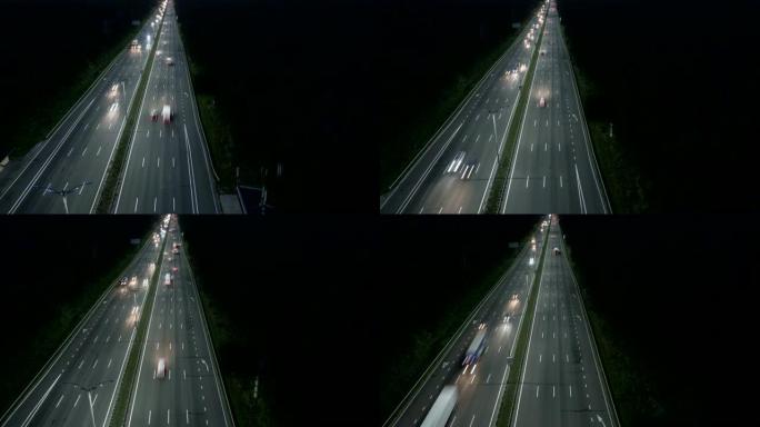 高速公路上的空中交通过度。UHD 4K