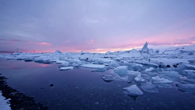WS宁静景观冰冷的海洋，约库尔萨隆泻湖，冰岛