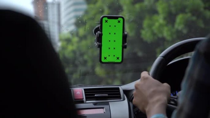 汽车绿屏智能手机视图