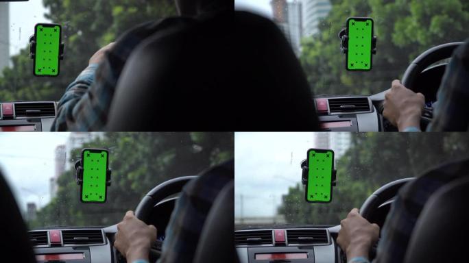 汽车绿屏智能手机视图