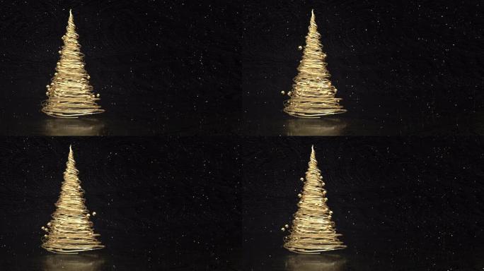 4k抽象金色圣诞树