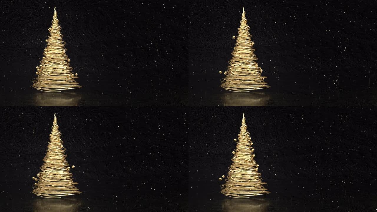 4k抽象金色圣诞树