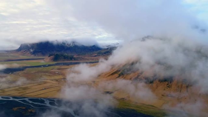 WS风景景色笼罩着冰岛的山脉和景观