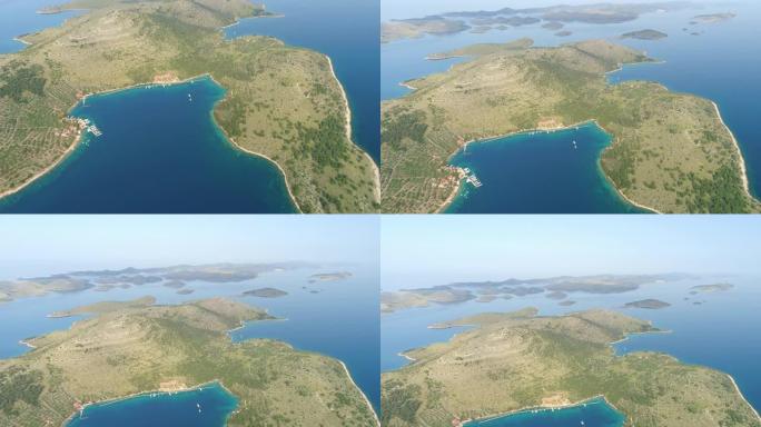 WS鸟瞰图桑尼湾和群岛，克罗地亚