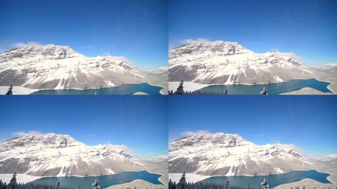 佩图雪湖直到下雪山航拍雪山美景国外雪山