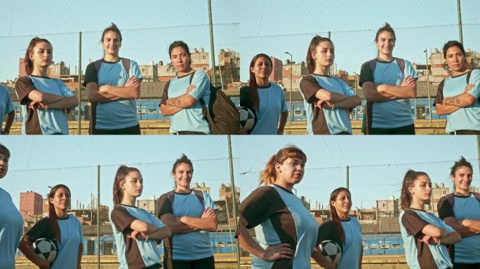 具有竞争力的年轻西班牙裔女足球运动员的肖像