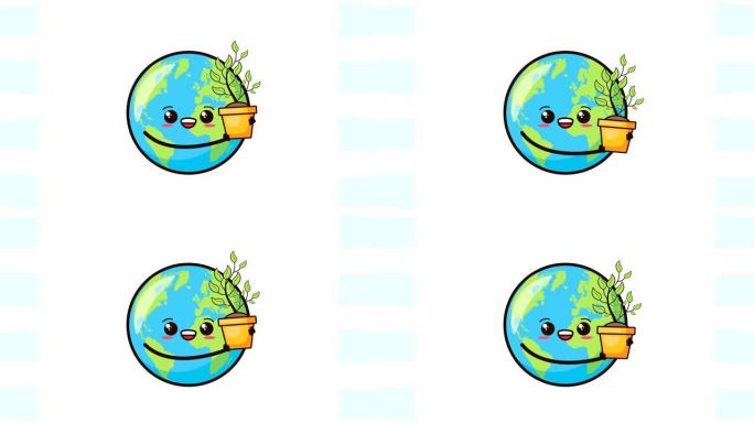 地球行星和植物的生态友好型环境动画