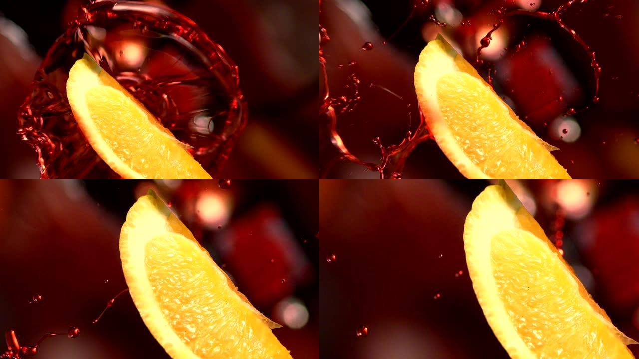 橙片落入果冻中展示视频素材视觉创意