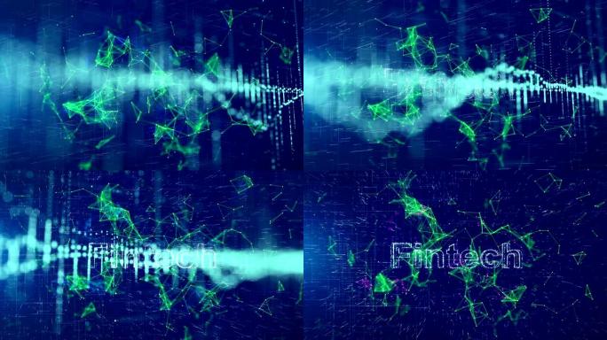 金融科技fintech多边形线条