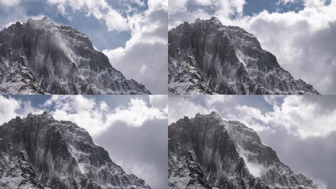 雪山登顶天空的时间流逝