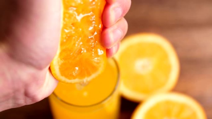 手榨新鲜橙汁果实果品特写