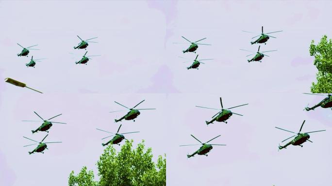 陆军直升机编队飞行