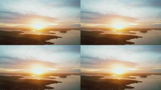瑞典美丽的沿海景观上的日落