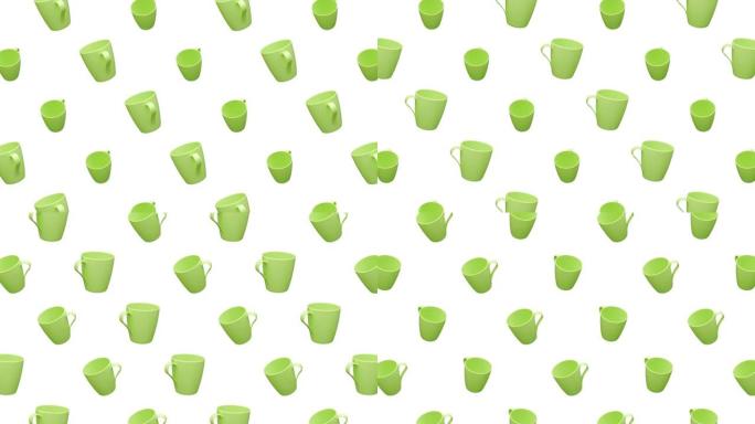 绿色马特马克杯动画背景。带阿尔法频道的视频。
