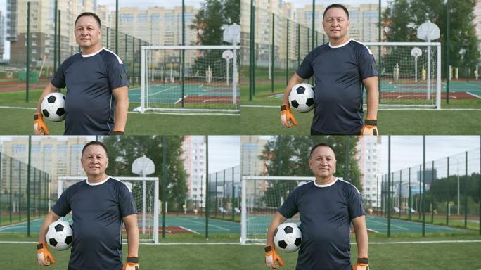 成熟的亚洲足球运动员的肖像