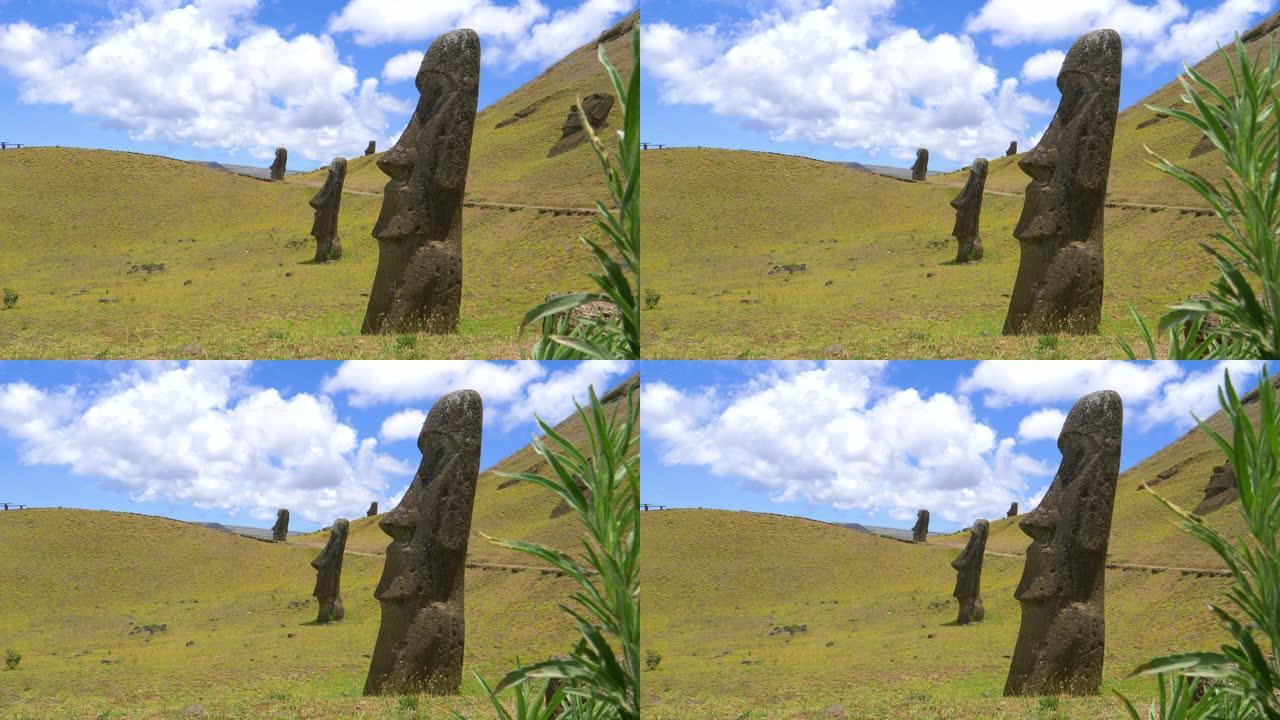 关闭绿色景观和令人叹为观止的火山雕塑的风景