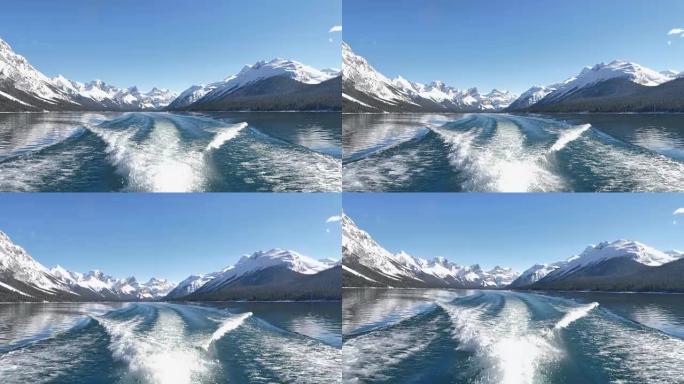 船尾帆船的视图船尾浪第一视角冰山