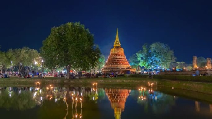 泰国素可泰历史公园令人惊叹的Loi Kra Tong节
