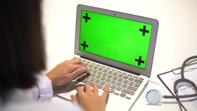 医生研究员数字平板电脑绿屏