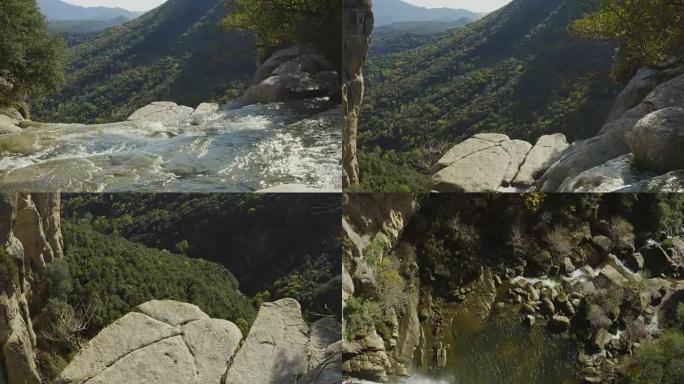 在比利牛斯山脉将水流入瀑布的实时视频