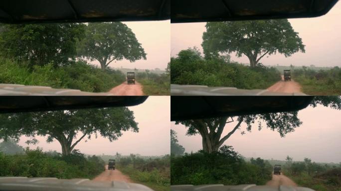 MS Safari车辆沿着斯里兰卡的土路行驶