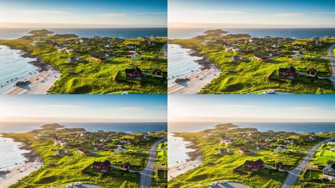 空中: 挪威海岸线上的村庄