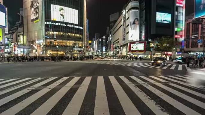 人群涩谷穿越人来人往公路道路穿梭