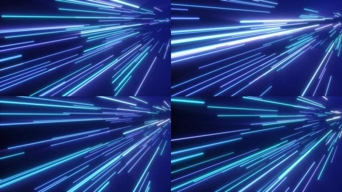霓虹粉色蓝色条纹。无缝循环4k抽象运动背景。荧光紫外光，激光霓虹灯线。