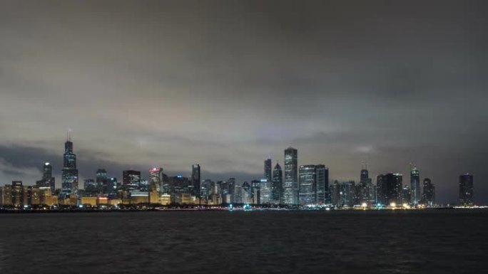 T/L芝加哥天际线黎明，昼夜过渡/伊利诺伊州芝加哥