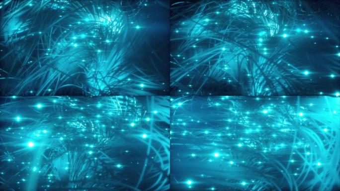 光纤信号传输概念粒子汇聚抽象色彩三维动画