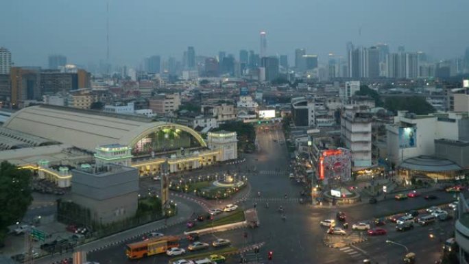 曼谷交通延时延时白天黑夜转换车水马龙