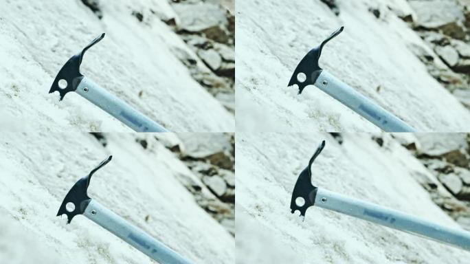 岩壁上的登山者。高加索山脉。设备详情