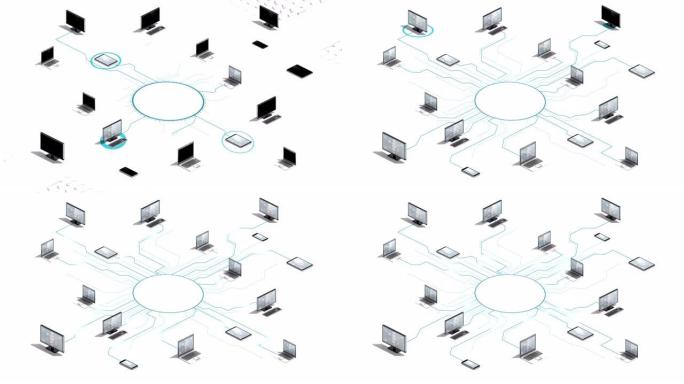 物联网计算机技术连接网络系统。4k动画。