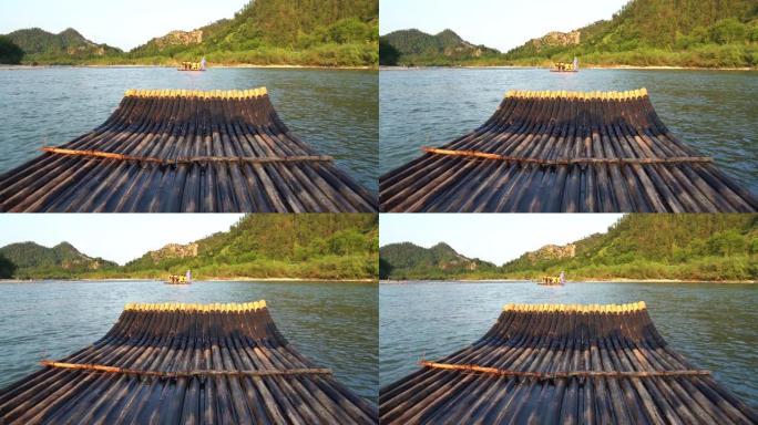 仙居河上的竹筏竹排观光游览水面