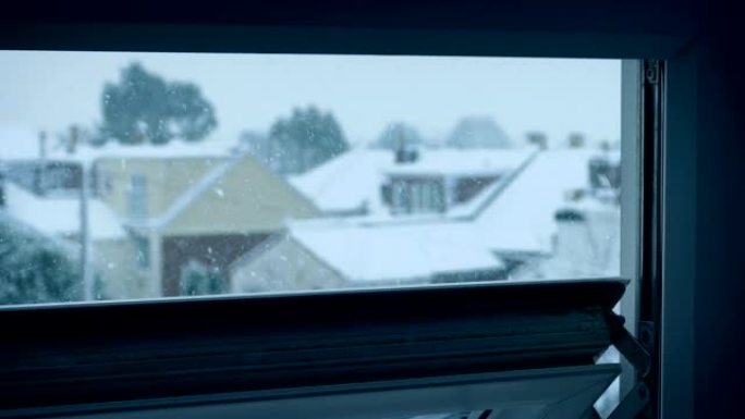 看着窗外飘着雪
