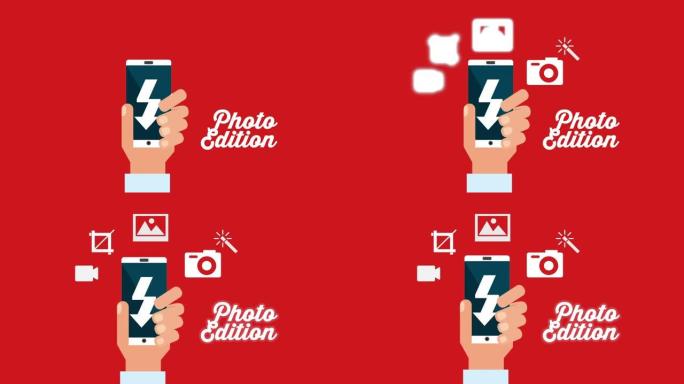 手动使用带有照片版应用程序的智能手机