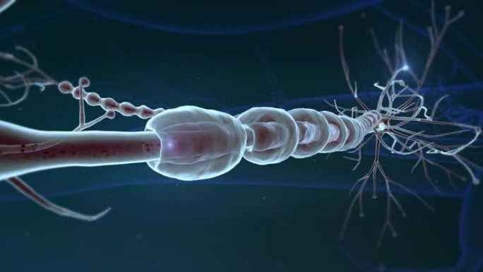 在未来科学实验室中，用显微镜分析了微型高科技神经元细胞冲动转移过程的慢动作宏，用于生物化学和dna研