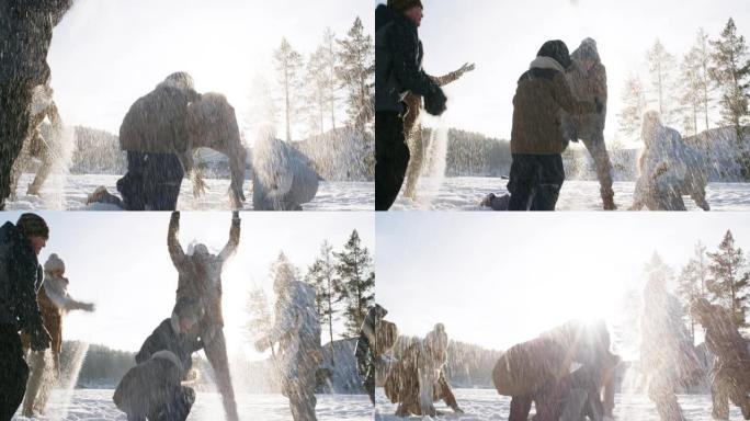 爱好娱乐的家庭与雪鬼混