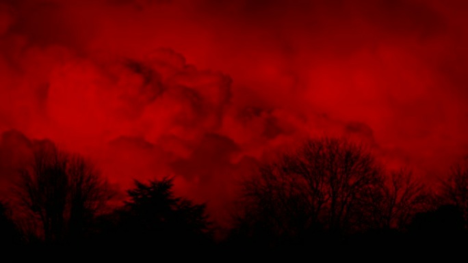 树木后面巨大的红云抽象
