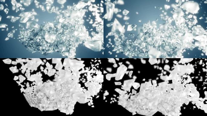冰块爆炸的慢镜头冰块爆炸慢动作