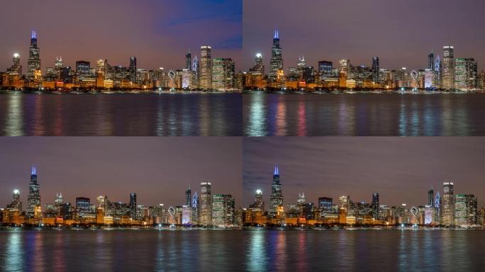 芝加哥skyline芝加哥的4k时间流逝芝加哥市中心全景