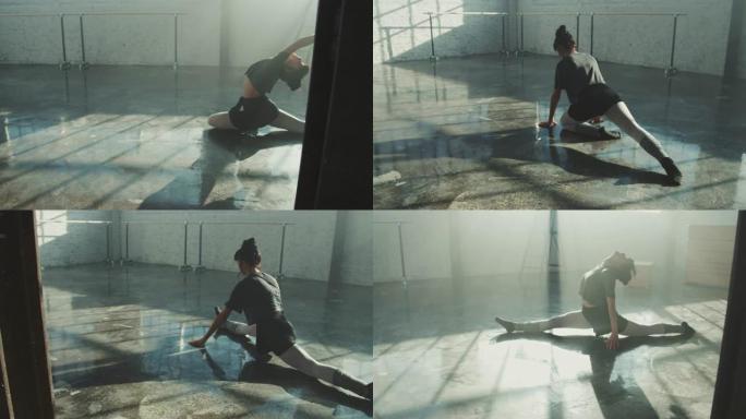 年轻的芭蕾舞演员在舞蹈工作室练习
