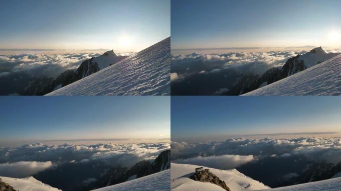 雪山鸟瞰图高原雪山大山云海自然景色