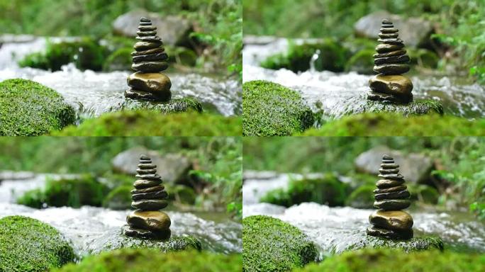 溪流平衡的石头