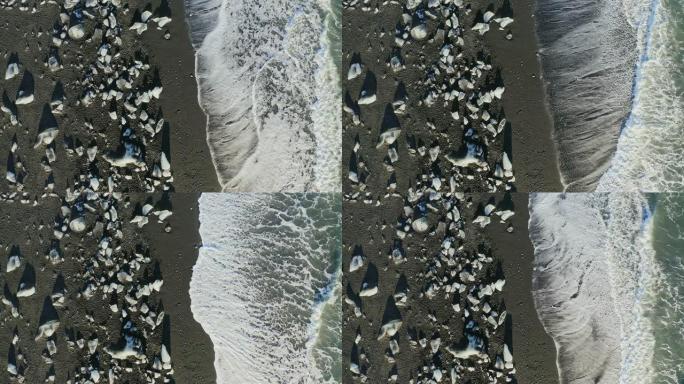冰岛钻石海滩冰的鸟瞰图