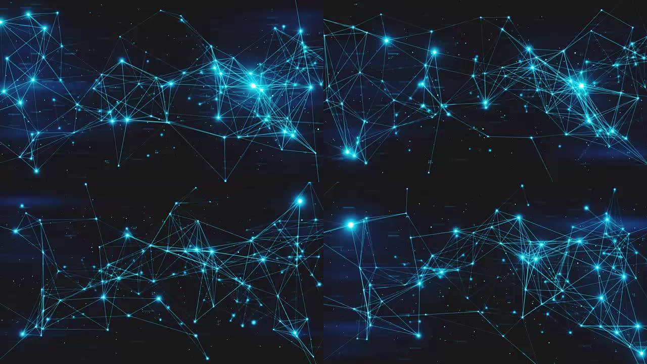 任意类型网络上的抽象闪烁连接数字数据节点和连接路径